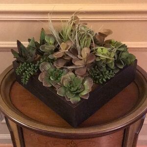Artificial Succulent Arrangement in Black Planter